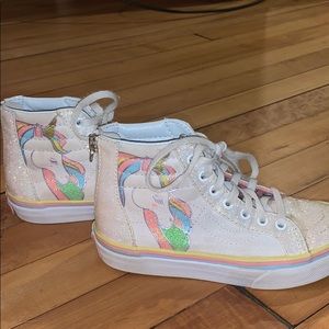 girls unicorn high top vans